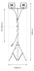LED прожектор с стойка 2xLED/50W/230V 4000K IP44