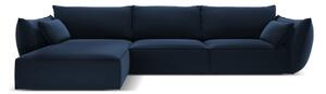 Тъмносин кадифен ъглов диван (ляв ъгъл) Vanda – Mazzini Sofas