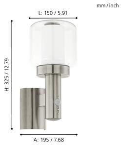 Eglo 95017 - Екстериорна Стенна лампа на сензор POLIENTO 1xE27/40W IP44