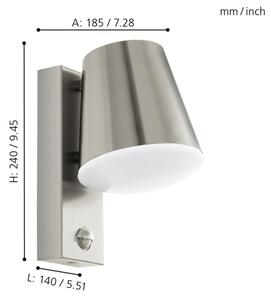 Eglo 97453 - Външна стенна лампа със сензор CALDIERO 1xE27/10W/230V IP44