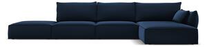 Тъмносин кадифен ъглов диван (десен ъгъл) Vanda – Mazzini Sofas