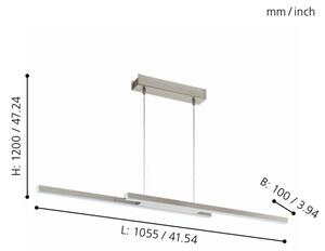 Eglo 33232 - LED RGBW димируема висяща лампа на кабел FRAIOLI-C LED/34W/230V матов хром
