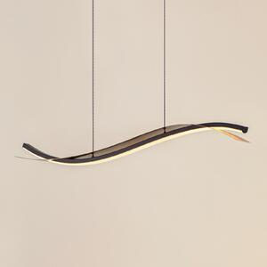 Lucande LED висяща лампа Alevia, черно/златно, CCT, Затъмняване, Злато / месинг, Дневна/трапезария, Метал, Дизайн