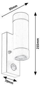 Rabalux 8835 - Екстериорна Стенна лампа със сензор MEDINA 2xGU10/10W/230V