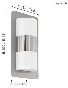 Eglo 98085 - Външна стенна лампа CISTIERNA 2xE27/10W/230V матен хром IP44
