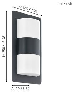 Eglo 98086 - Екстериорен аплик CISTIERNA 2xE27/10W/230V антрацит IP44