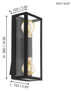 Eglo 98273 - Екстериорна Стенна лампа ALAMONTE 2xE27/60W/230V IP44