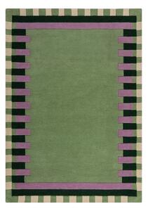 Зелено-лилав ръчно изработен вълнен килим 120x170 cm Kai Wool Border – Flair Rugs