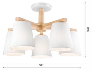Плафон ELLIE 5xE27/60W/230V бял/бук, монтаж на таван
