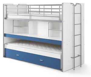 Бяло/синьо детско легло 90x200 cm двуетажно/разтегателно с място за съхранение с включена подматрачна рамка Bonny – Vipack