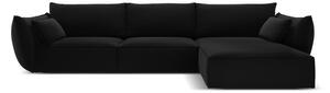 Черен кадифен ъглов диван (десен ъгъл) Vanda – Mazzini Sofas
