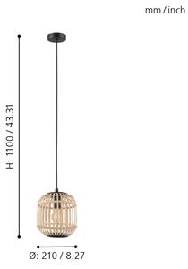Eglo 43231 - Полилей на верижка BORDESLEY 1xE27/28W/230V дм. 210mm