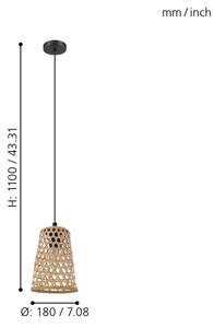 Eglo 43252 - Полилей на верижка CLAVERDON 1xE27/40W/230V дм. 180mm