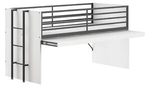 Бяло повдигнато детско легло с включена подматрачна рамка 90x200 cm Sam – Vipack