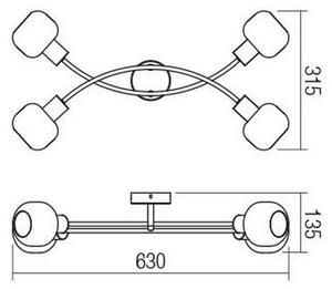 Redo 04-486 - Точково осветително тяло AMBER 4xE14/28W/230V