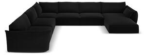 Черен кадифен ъглов диван (ляв ъгъл/U форма) Vanda – Mazzini Sofas