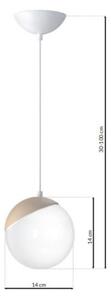 Полилей на верижка SFERA WOOD 1xE14/40W/230V бяла