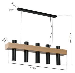 Полилей на верижка WEST 5xGU10/25W/230V черна