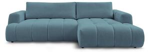 Син сгъваем/с място за съхранение ъглов диван (десен ъгъл) Fuji – Bobochic Paris