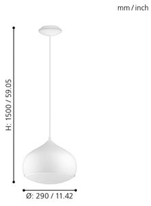 Eglo 98047 - LED RGBW полилей с регулируема яркост, окачен на кабел COMBA-C LED/18W/230V BT