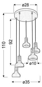 Полилей на въже PUERTO 5xE14/40W/230V