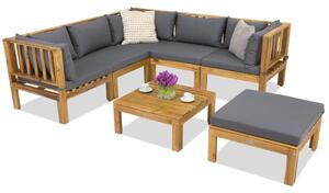 Градинска мебел Brunei Corner 5 + пуф, акация Garden Point