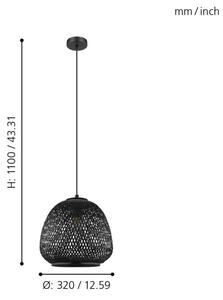 Eglo 43265 - Полилей на въже DEMBLEBY 1 1xE27/40W/230V