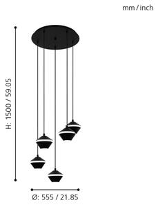 Eglo 98683 - LED полилей с кабелно окачване PERPIGO 5xGU10/5W/230V