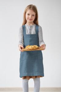 Детска синя ленена престилка Pinafore, 72 x 45 cm - Linen Tales