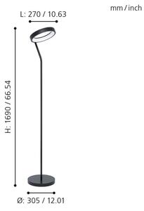 Eglo 32327 - LED RGBW димируема подова лампа MARGHERA-C LED/15,5W/230V черна
