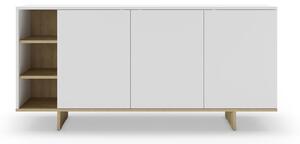 Бял нисък скрин от дъб 170x80 cm Cequoia - Marckeric
