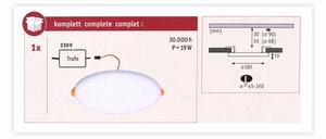 Paulmann 92389 - LED/17W IP44 Плафон за вграждане за баня VARIFIT 230V