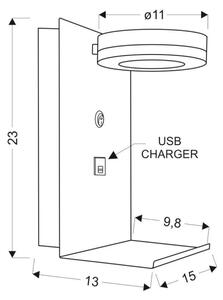 LED Стенна лампа със зарядно устройство COMPACT LED / 4W / 230V