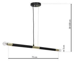 Полилей на въже BASTONE 2xE14/40W/230V черна/златна