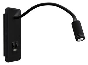 LED гъвкава настенна лампичка с USB BASE LED/8W+LED/2W/230V черна