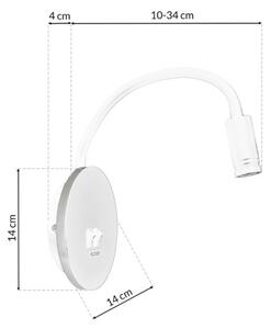 LED гъвкава стенна лампа с USB BASE LED/8W+LED/2W/230V бяла/сребриста