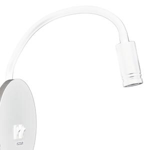 LED гъвкава стенна лампа с USB BASE LED/8W+LED/2W/230V бяла/сребриста