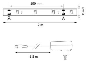 LED RGB Димируема лента MAGIC 2 м LED/12W/230V + д.у