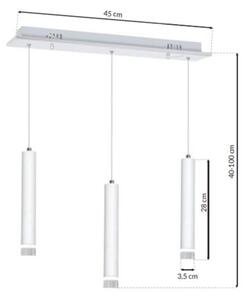 LED Висящ полилей ALBA 3xLED/15W/230V бял