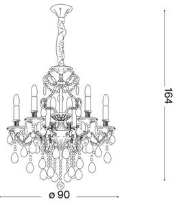 Ideal Lux - Кристален пендел GIOCONDA 12xE14/40W/230V Ø 90 см златист