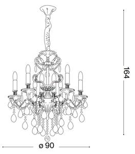 Ideal Lux-Кристален пендел GIOCONDA 12xE14/40W/230V Ø 90 см сребрист