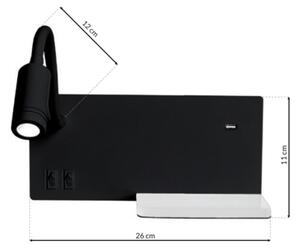 LED стенен аплик SHELF LED/4W+LED/5W+LED/2W/230V черен