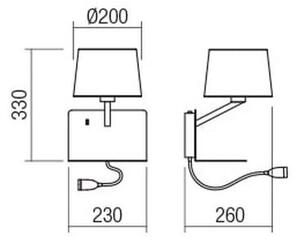 Redo 01-1807 - LED стенно осветително тяло TOMO 1xE27/42W/230V+LED/3W