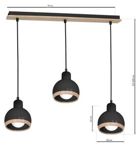 Висящ полилей OVAL 3xE27/60W/230V черен