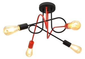 Повърхностен полилей OXFORD 4xE27/15W/230V черен/червен