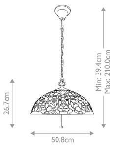 Elstead QZ-KAMI-P - Полилей с верига Tiffany KAMI 3xE27/60W/230V