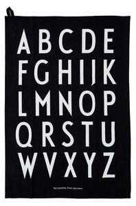 Черна памучна кърпа за чай "Азбука" в комплект от 2 броя, 40 x 60 cm - Design Letters