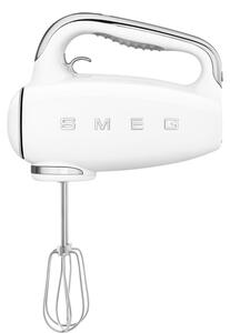 Ръчен миксер SMEG 50's Style HMF01WHEU, 250W, 9 скорости, Турбо, Скрит LED дисплей, Таймер, Аксесоари, Бял