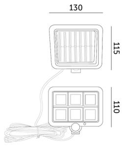 LED соларен прожектор с сензор LED/1,5W/3,7V 6000K IP44 1200 mAh