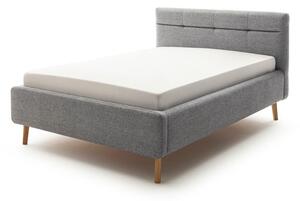 Сиво тапицирано двойно легло с място за съхранение с решетка 140x200 cm Lotte - Meise Möbel